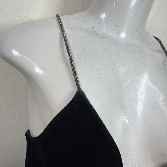 (Q1) ZARA VELVET JUMPSUIT WITH RHINESTONE STRAPS, size L - Picture 14 of 16